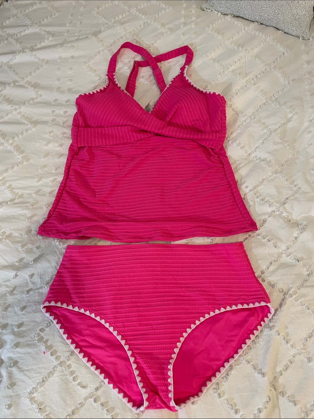 Daci Women's Tankini Tummy Control Ribbed Twist textured high waist nwot